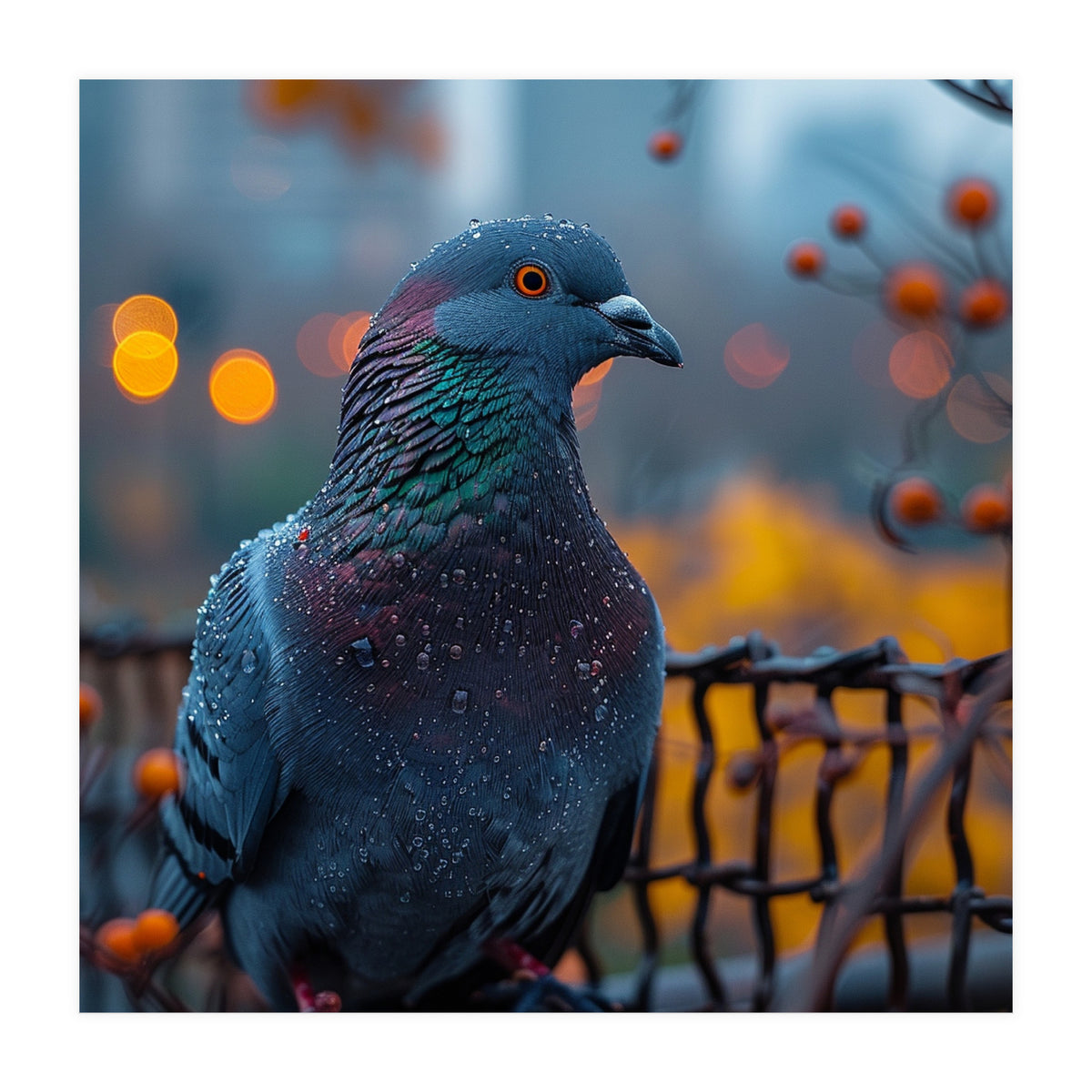 Pigeon With Water Droplets  (Print Only)