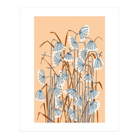 Linocut Flower Meadow Peach Fuzz (Print Only)