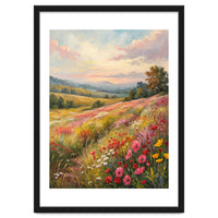 Serene Wildflower Meadow at Sunset Oil Painting