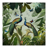 Vintage Exotic Asian Peacocks In Tropical Jungle Landscape (Print Only) thumbnail