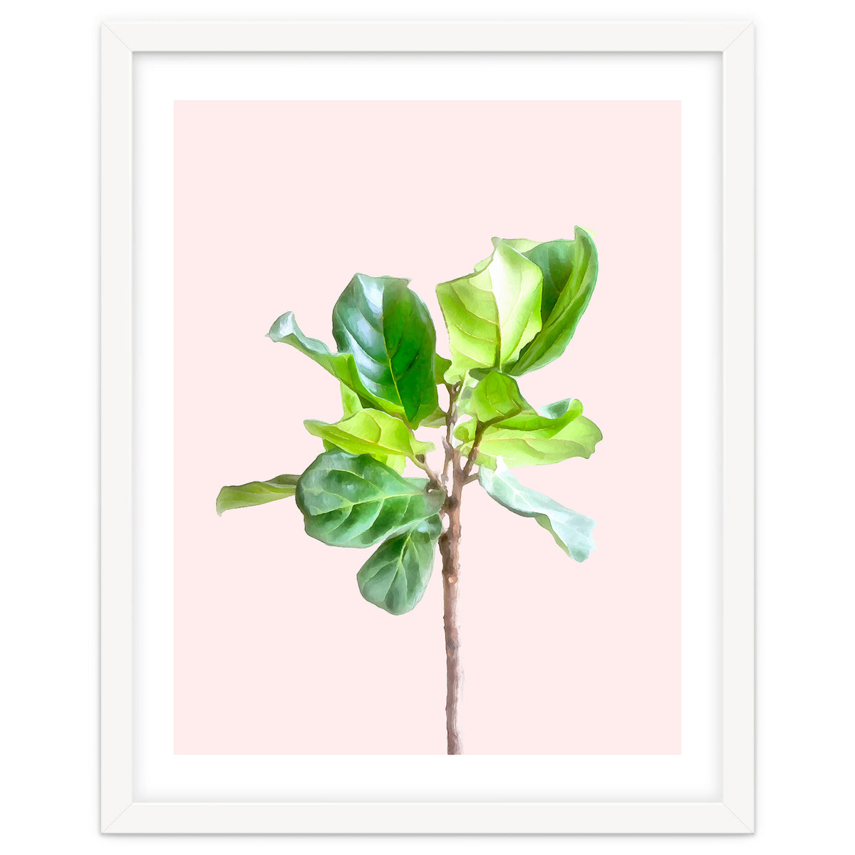 Intimate Energy, Blush Pastel Botanical Plant Minimal Painting, Pink Green Nature