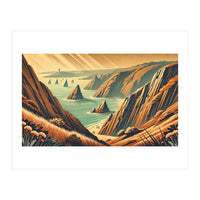 Vintage Cliffside Serenity Poster (Print Only)