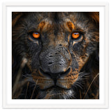 Majestic Lion Face Intense Orange Eyes Close Up thumbnail