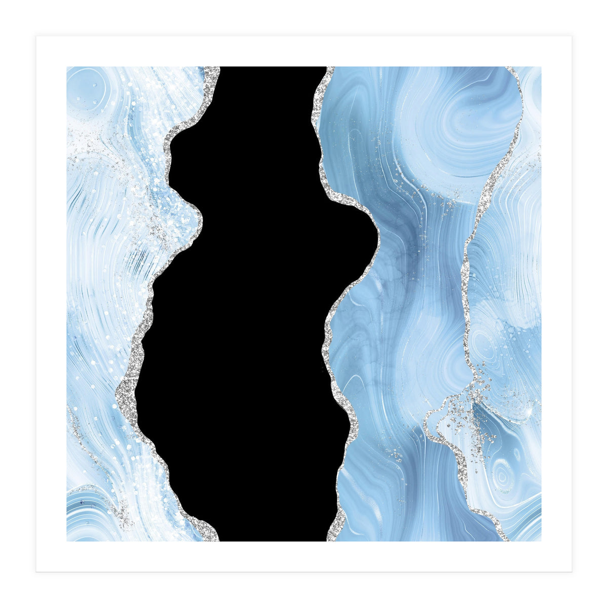 Blue & Silver Agate Glitter Texture 02 (Print Only)