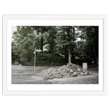 Piled-up rocks under construction on the street thumbnail