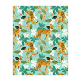 Cheetah Jungle, Wildlife Nature Wild Cats Tigers Leopard Botanical Animals Mint Quirky Illustration (Print Only) thumbnail