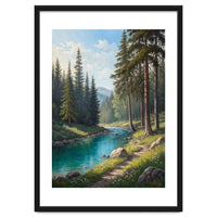 Serene Alpine Forest River Landscape