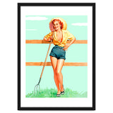 Pinup Country girl Posing With Pitchfork thumbnail