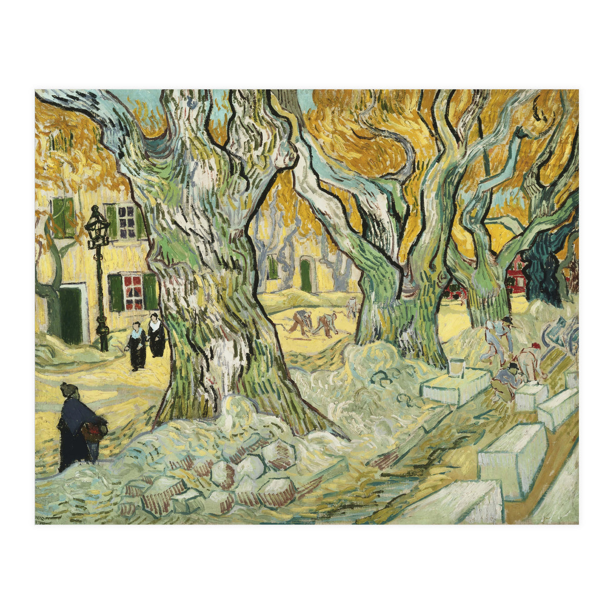 VINCENT VAN GOGH: The Road Menders. Date/Period: 1889. Painting. Oil on canvas. (Print Only)