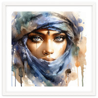Blue Veil Tuareg Woman Portrait