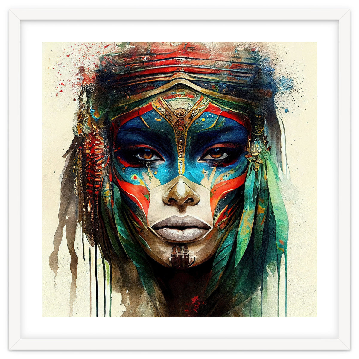 Turquoise Warrior Woman Portrait