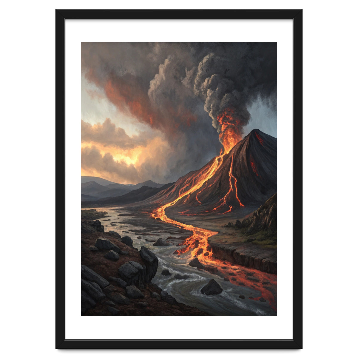 Dramatic Volcanic Eruption Landscape Art