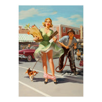 Funny Pin Up Shopping Girl (Print Only)