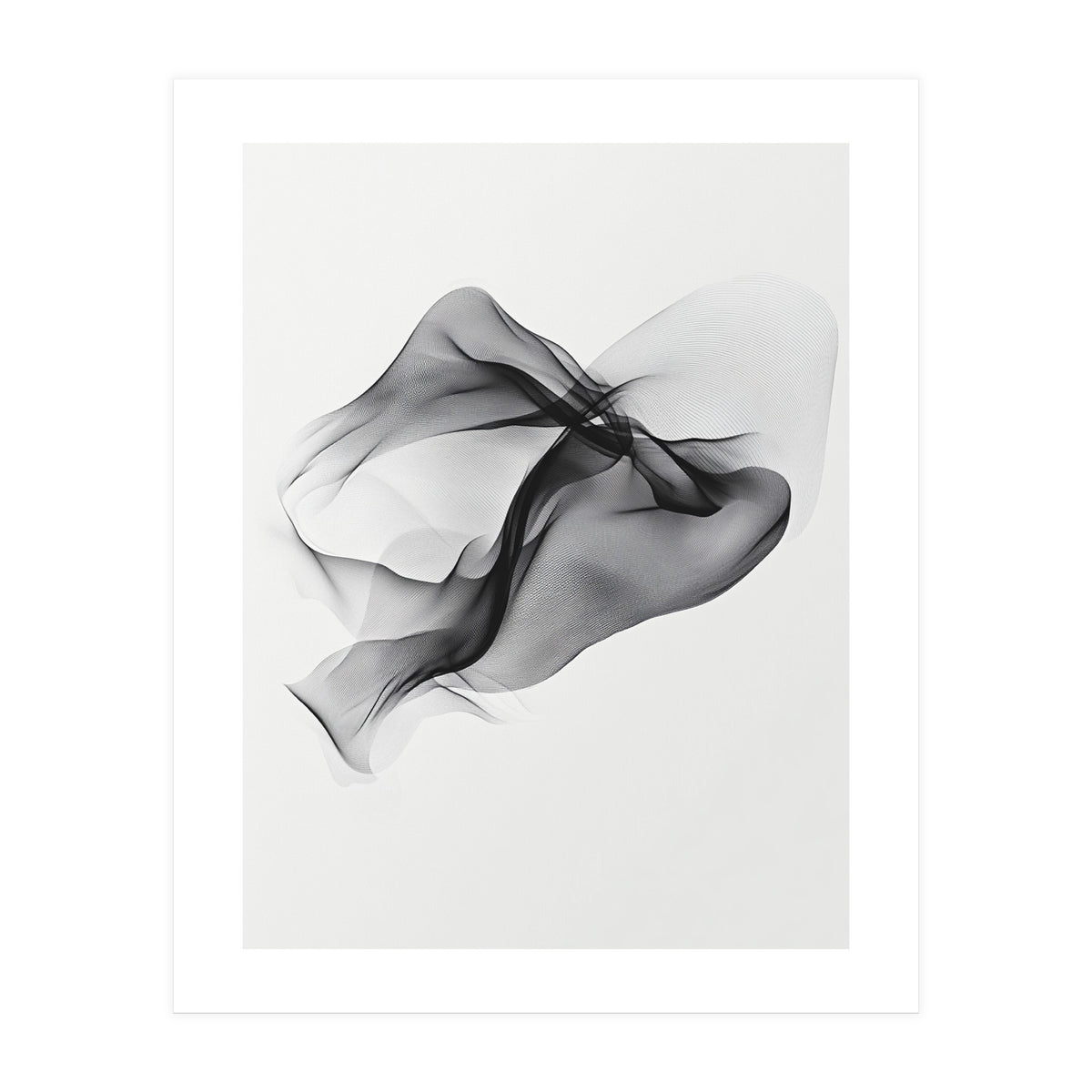 Abstract Black Flowing Fabric Wave (Print Only)