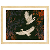 White Herons Flying Asian Art thumbnail