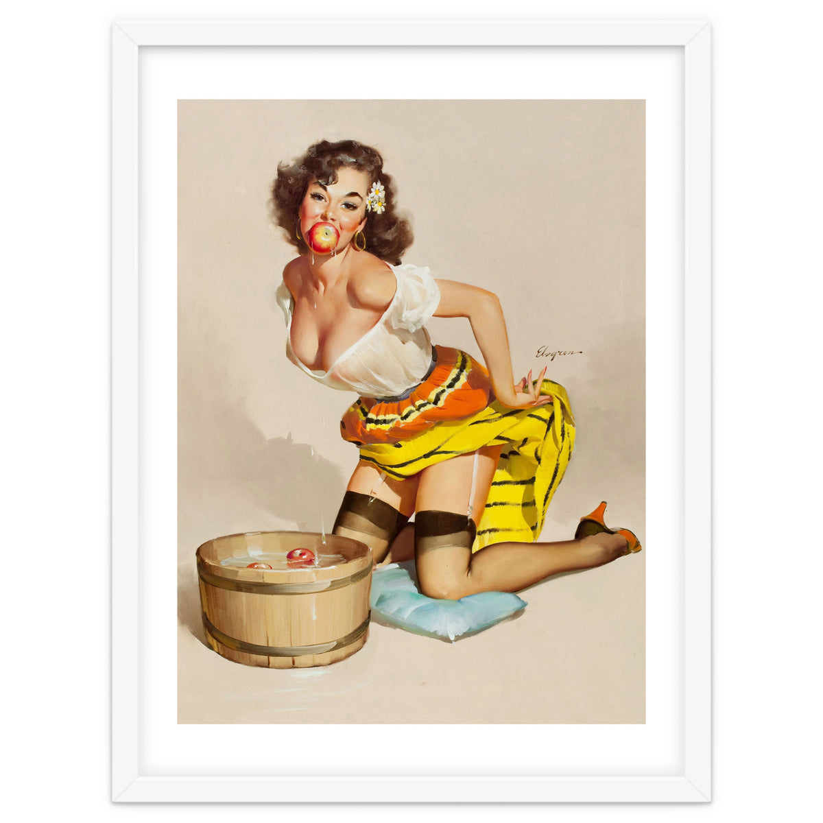 Pinup Girl Bobbing For Apples