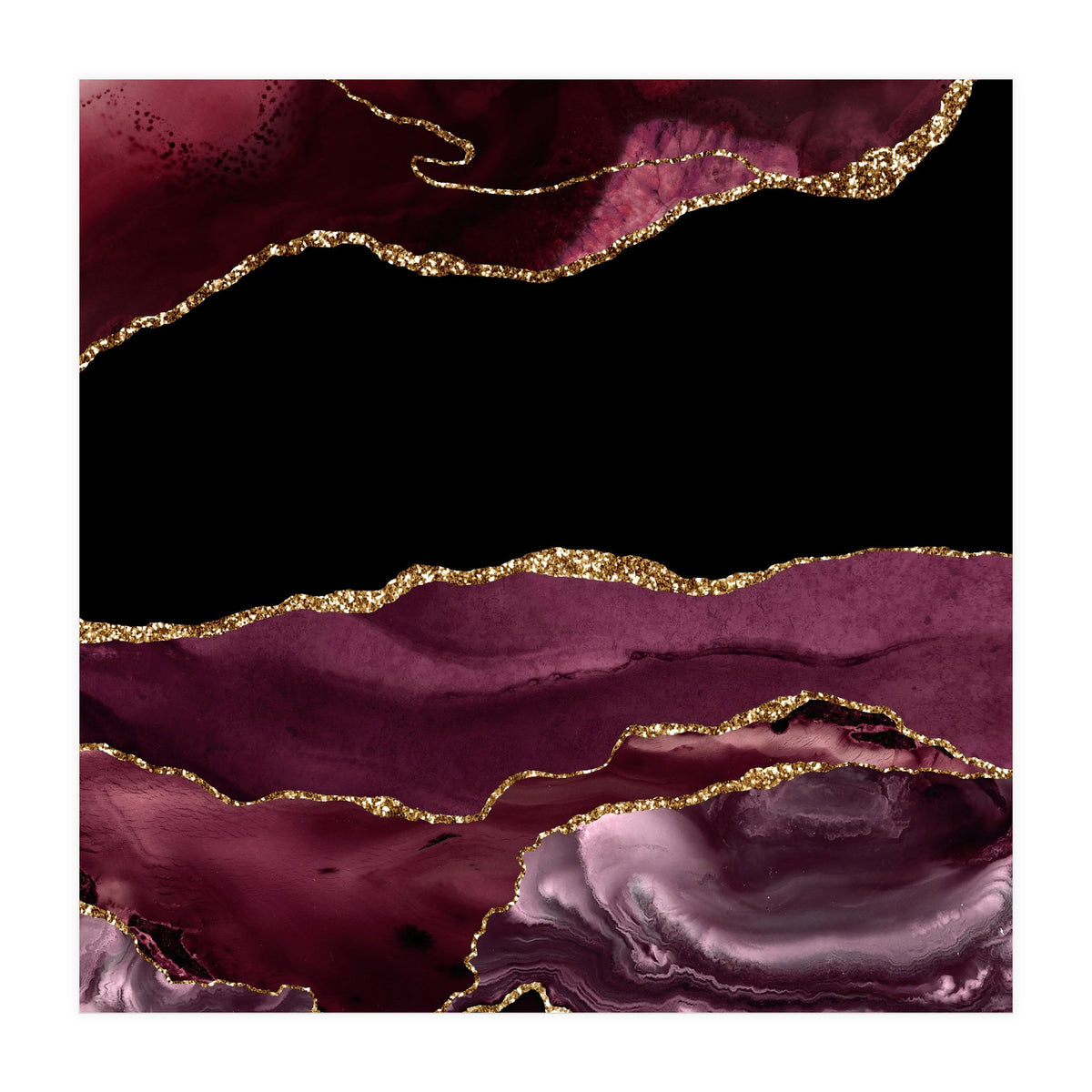 Burgundy & Gold Agate Texture 16  (Print Only)