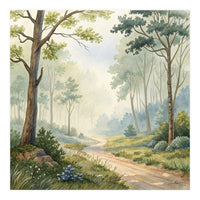 Atmospheric Forest Watercolor Painting (Print Only)