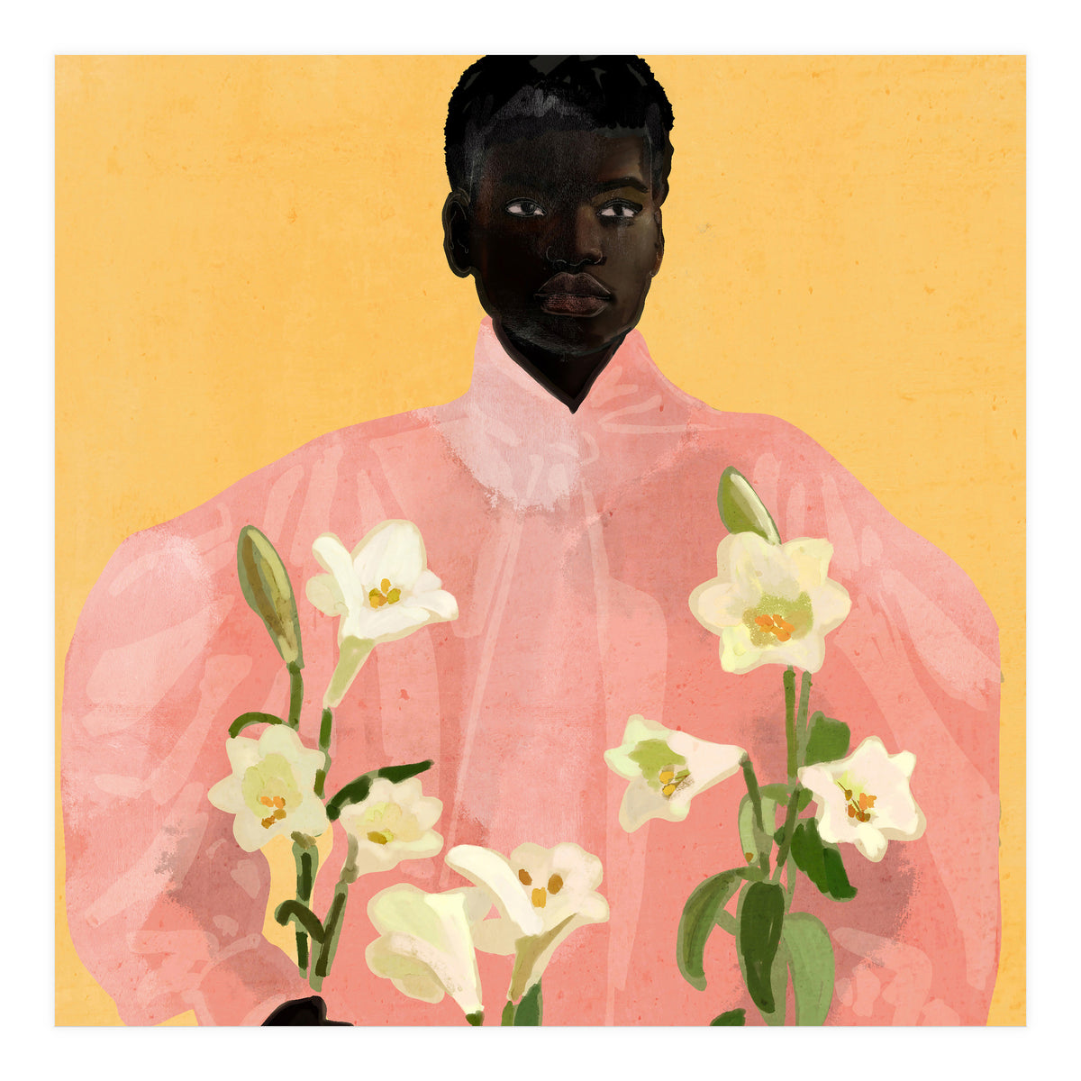 Girl Holding Flowers 2 (Print Only)