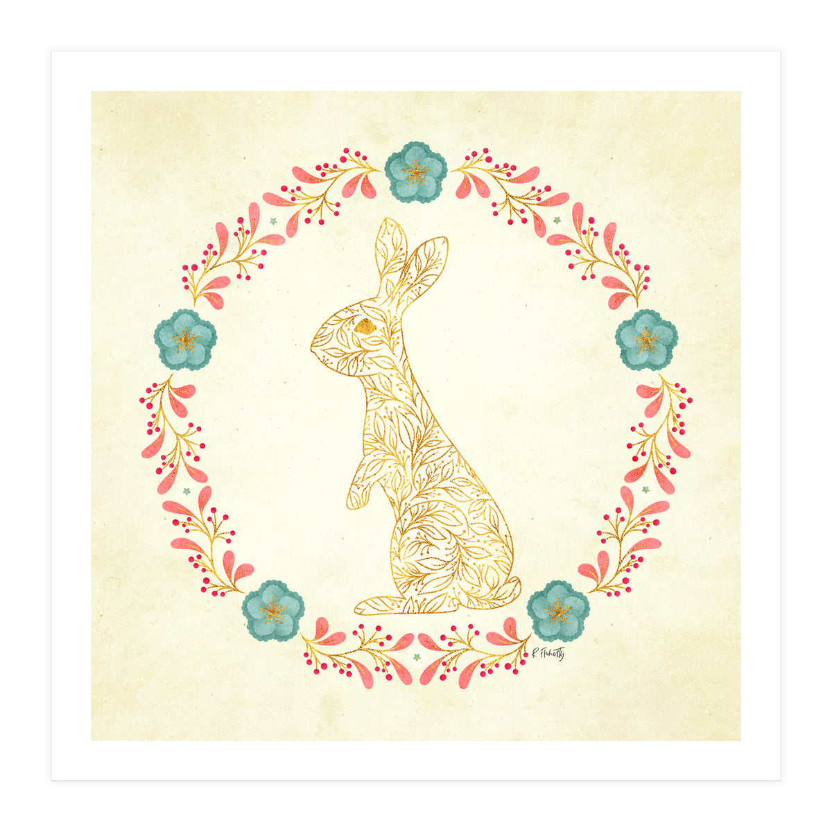 Floral Rabbit Wreath (Print Only)