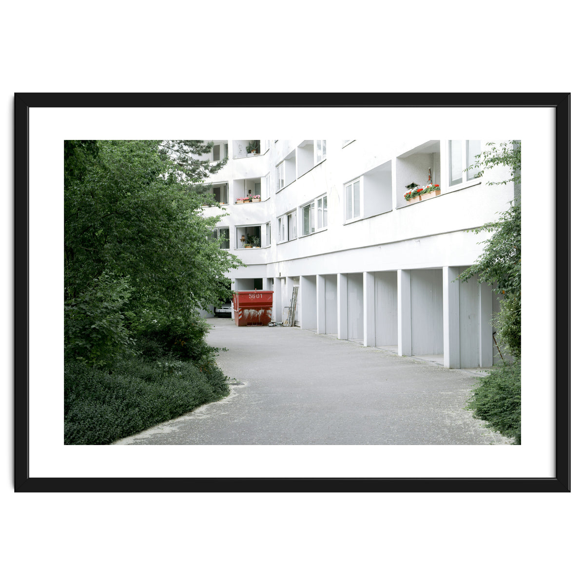Red container in the residential site