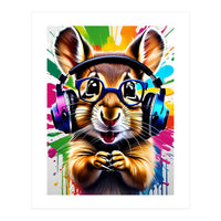 Chipmunk In Headphones, Graffiti (Print Only)