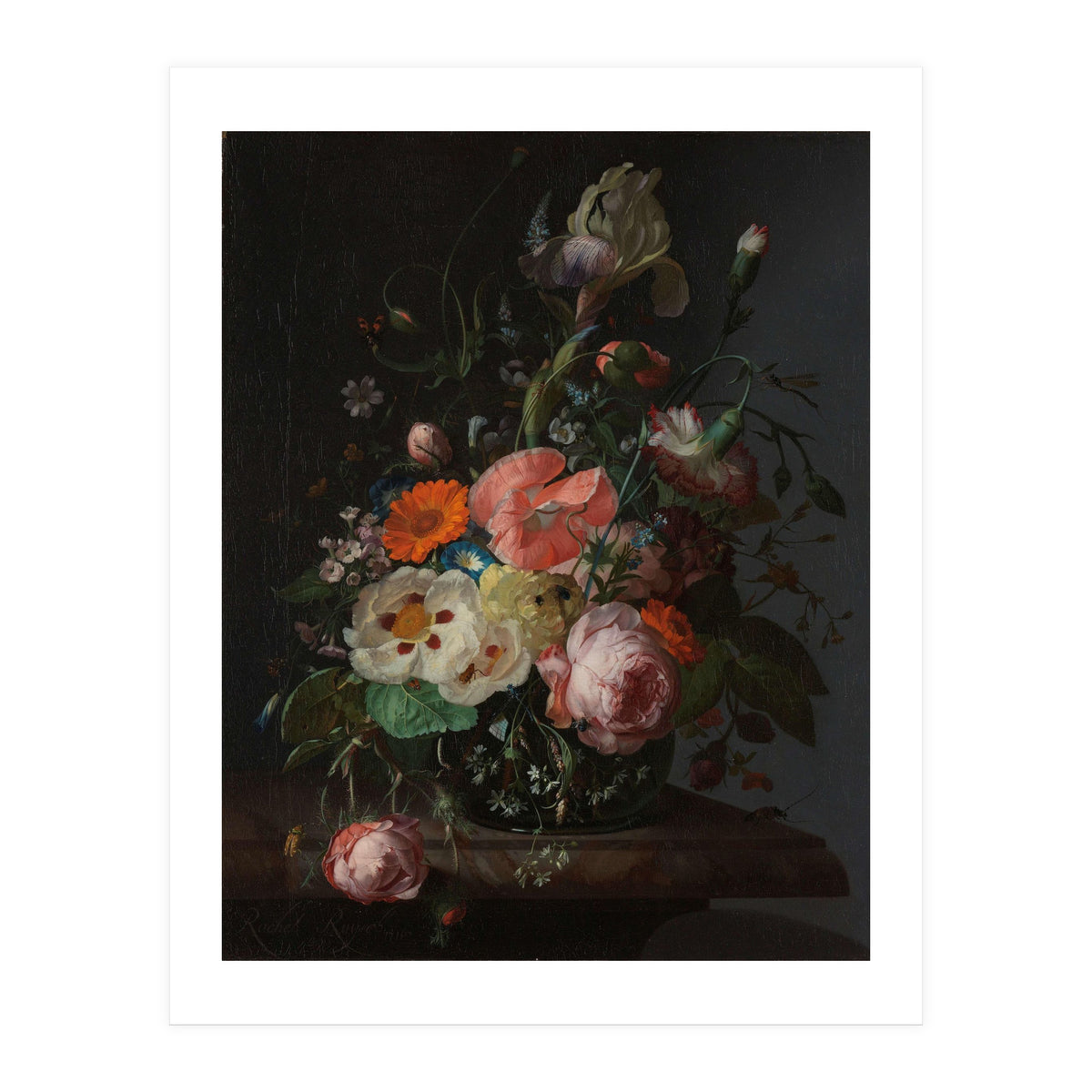 Still Life with Flowers on a Marble Tabletop. Dating: 1716. Measurements: h 48.5 cm × w 39.5 cm. (Print Only)