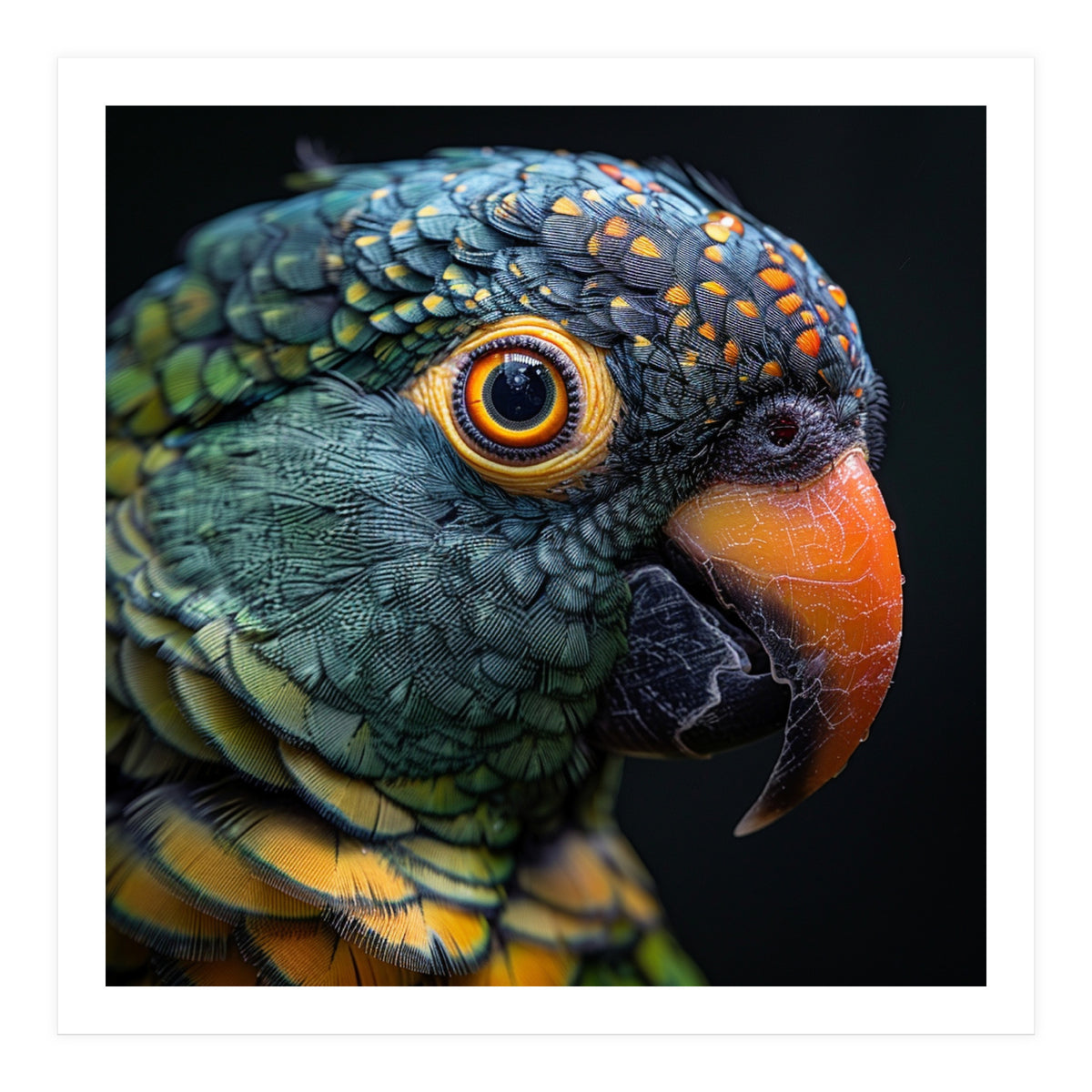 Close Up Of A Colorful Parrot's Face (Print Only)