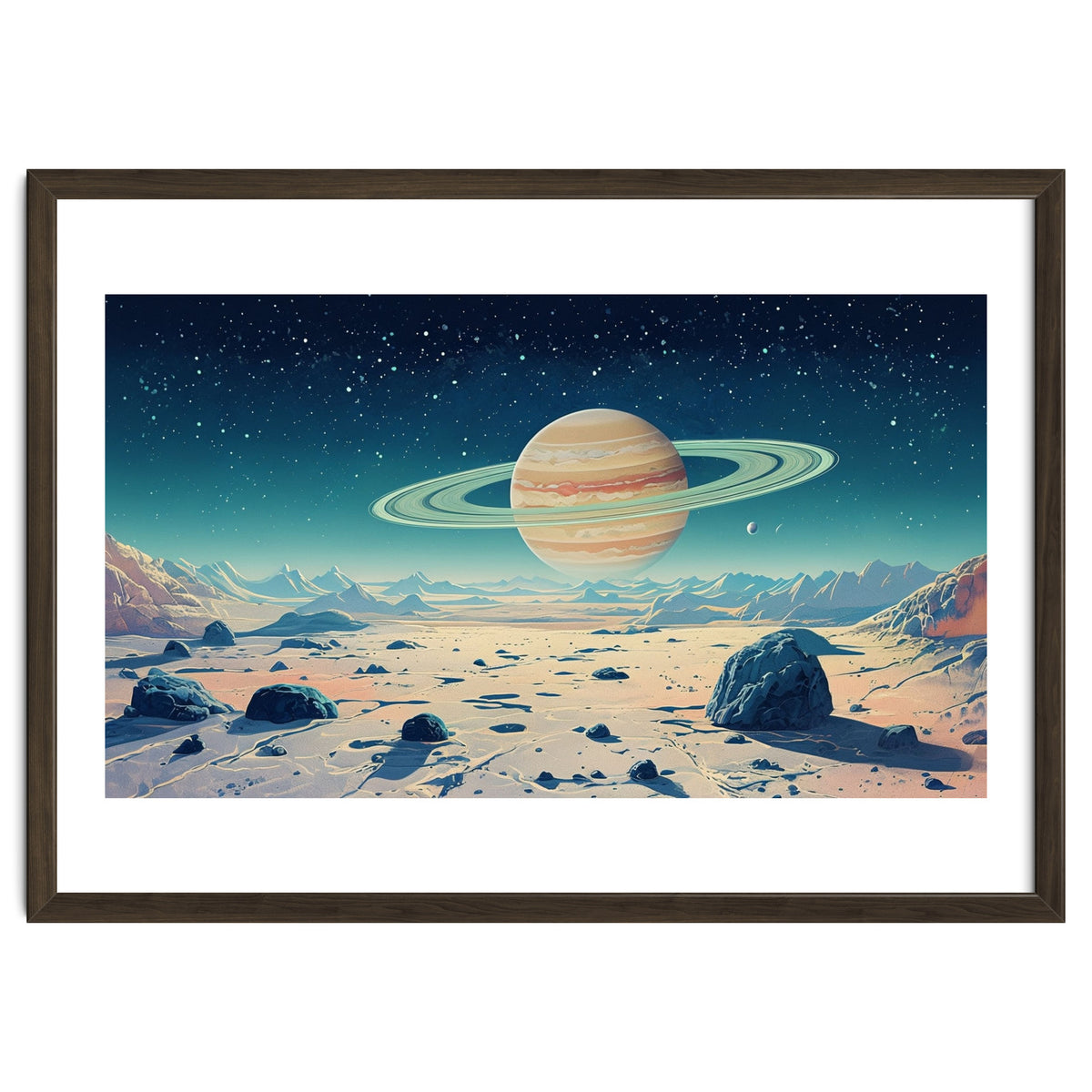 Alien Horizon: Saturn-Inspired Planetary Landscape