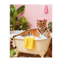 Leopard in Bathtub, Surreal Bathroom Scene (Print Only)