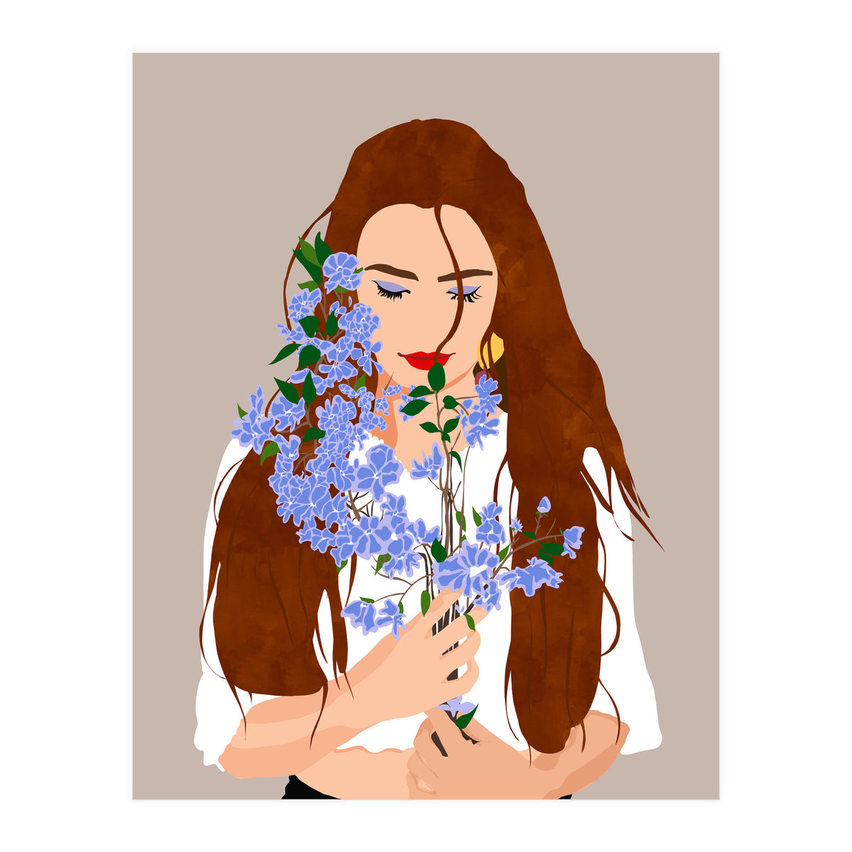 The Becoming, Nature Plants Bohemian Woman, Botanical Modern Mindful Self Care Self Love Positivity (Print Only)