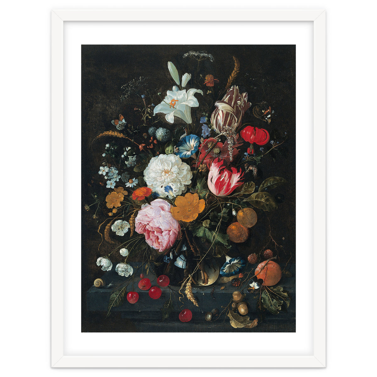 Jan Davidsz. de Heem (Utrecht, 1606-Amberes, 1683/4). Flowers in a glass Vase with Fruit (ca. 166...