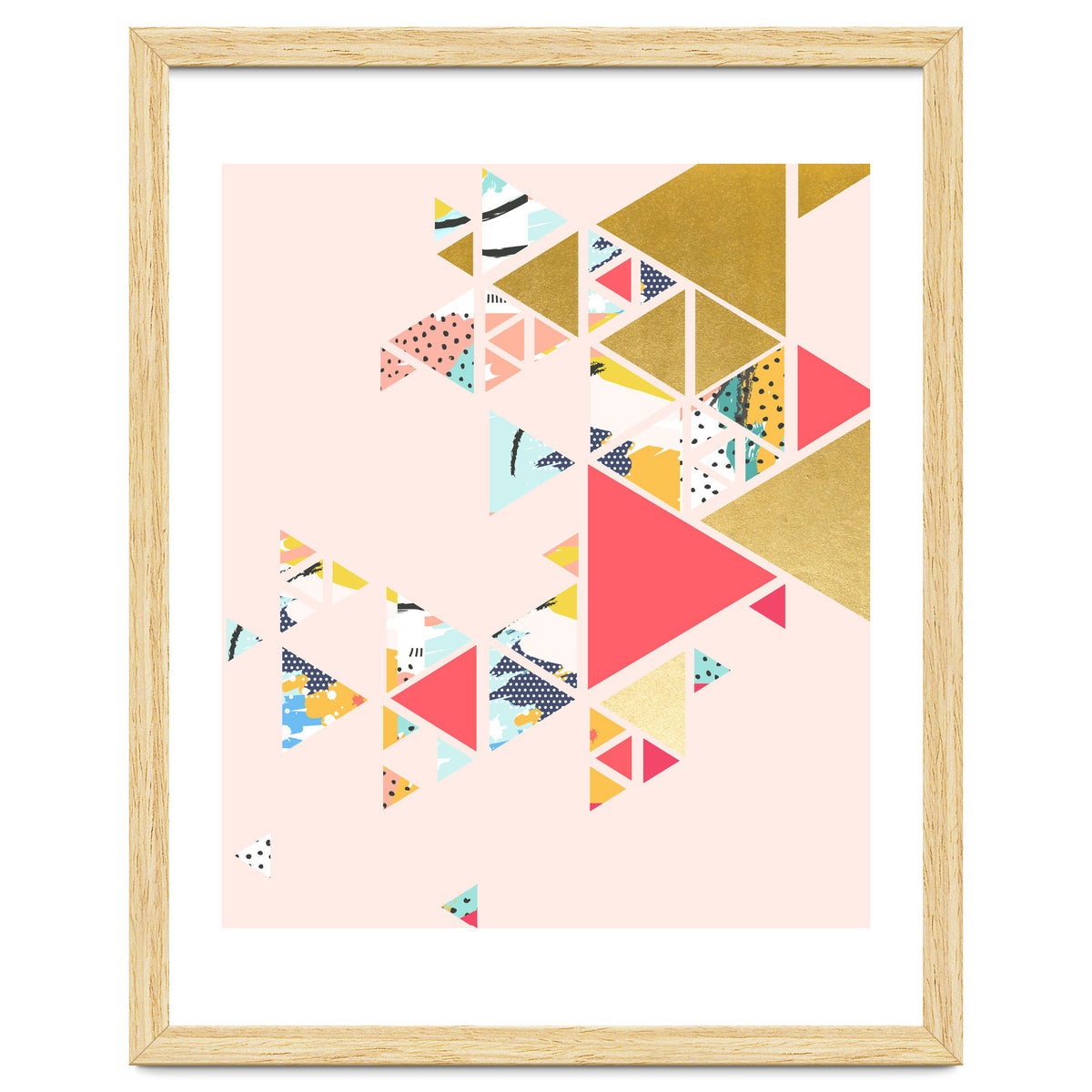 Gold Abstraction, Abstract Eclectic Colorful Geometrical, Blush Pastel Metallic Chic Graphic Design