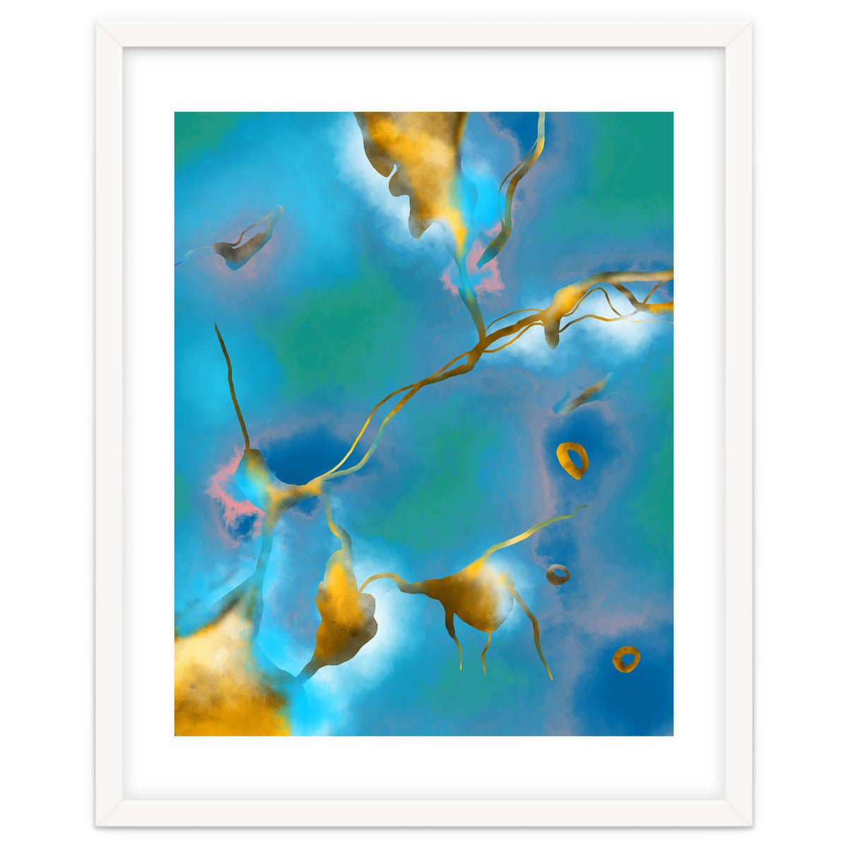 In My Veins, Abstract Marble Gold Texture, Eclectic Painting Resin Bohemian, Contemporary Luxe Chic Luxury