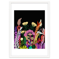 Dark Garden, Eclectic Bold Floral Botanical Nature, Colorful Mystery Bohemian Flowers Plants