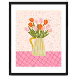 Tulips in a vase - pink and orange thumbnail