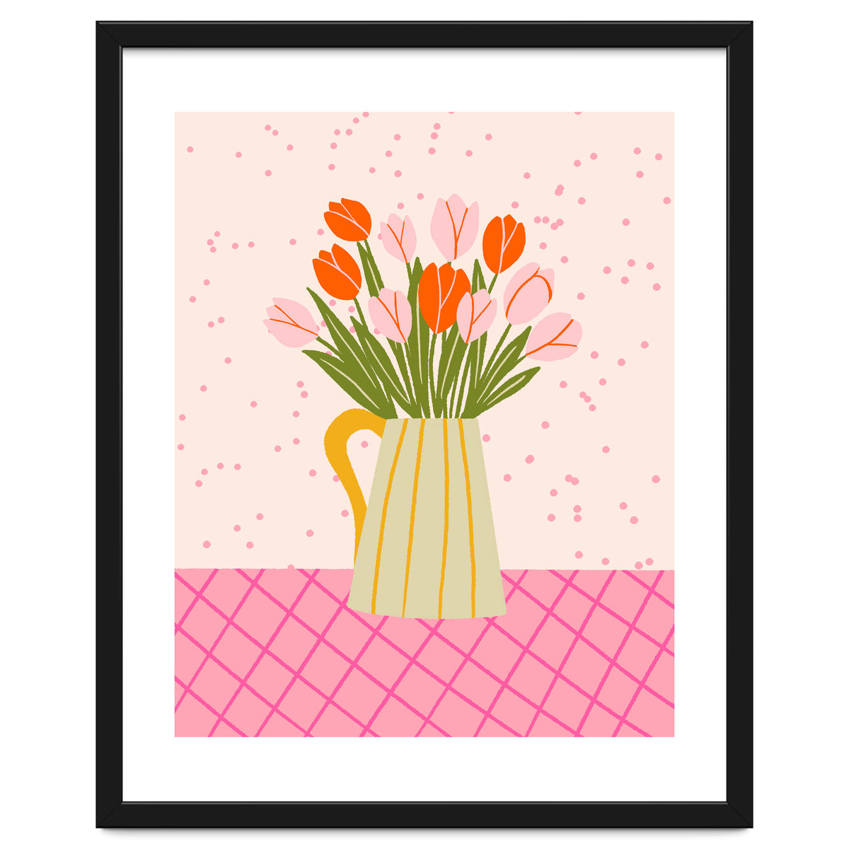 Tulips in a vase - pink and orange