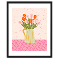 Tulips in a vase - pink and orange