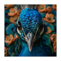Close Up Portrait Of A Peacock Head (Print Only)