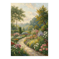 Enchanted English Cottage Garden Oil Painting (Print Only)