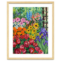Vibrant Summer Cottage Garden Oil Painting