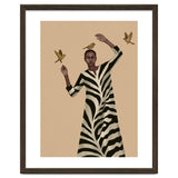Woman With Birds And Zebra Pattern Dress thumbnail