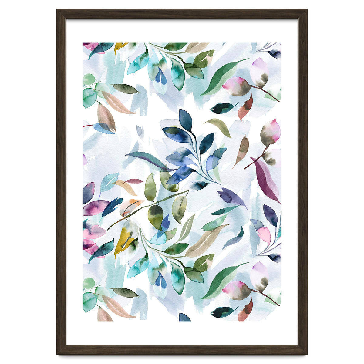 Watercolor Tranquility Leaves Mauve