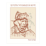Self Portrait With Bandaged Ear And Pipe – Vincent Van Gogh (Print Only) thumbnail