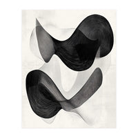 Abstract Black And White Flowing Organic Shapes With Texture (Print Only)