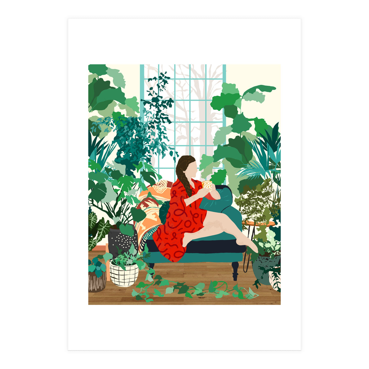 Introspection, Urban Jungle Bohemian Decor Plants, Self Care Plant Lady, Self Love Retrospection Analyse Positivity Mindset Fashion (Print Only)