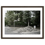 Piled-up rocks under construction on the street thumbnail