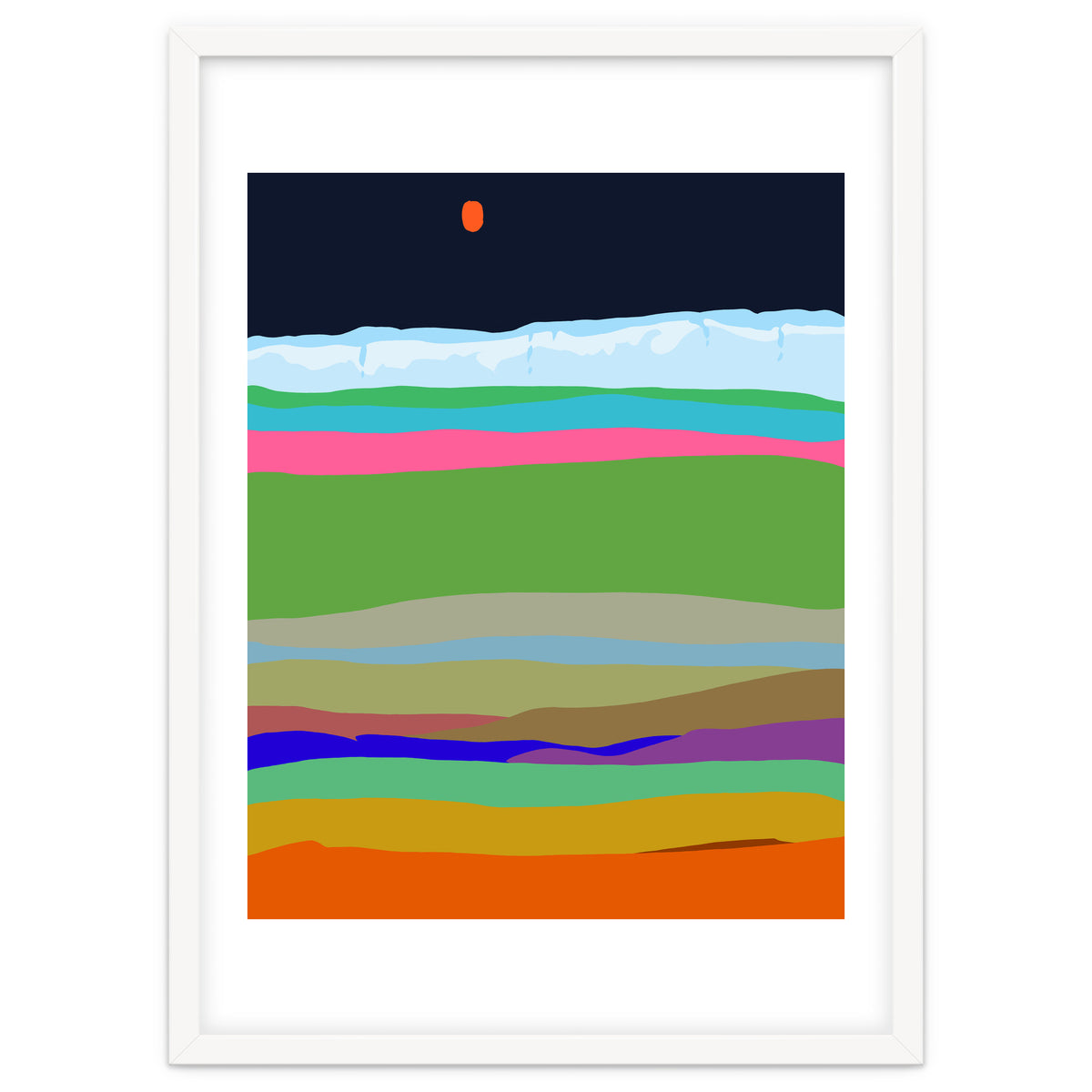 Iceland, Abstract Nature Travel Landscape, Eclectic Rainbow Retro Concept, Colorful Boho Modern Contemporary