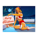 Pinup Girl In Santa Costume With Marry Christmas Sign (Print Only) thumbnail