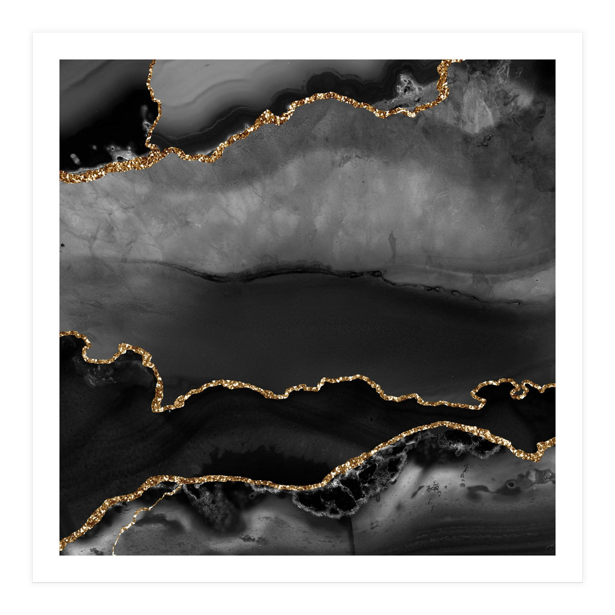 Black & Gold Agate Texture 02 (Print Only)